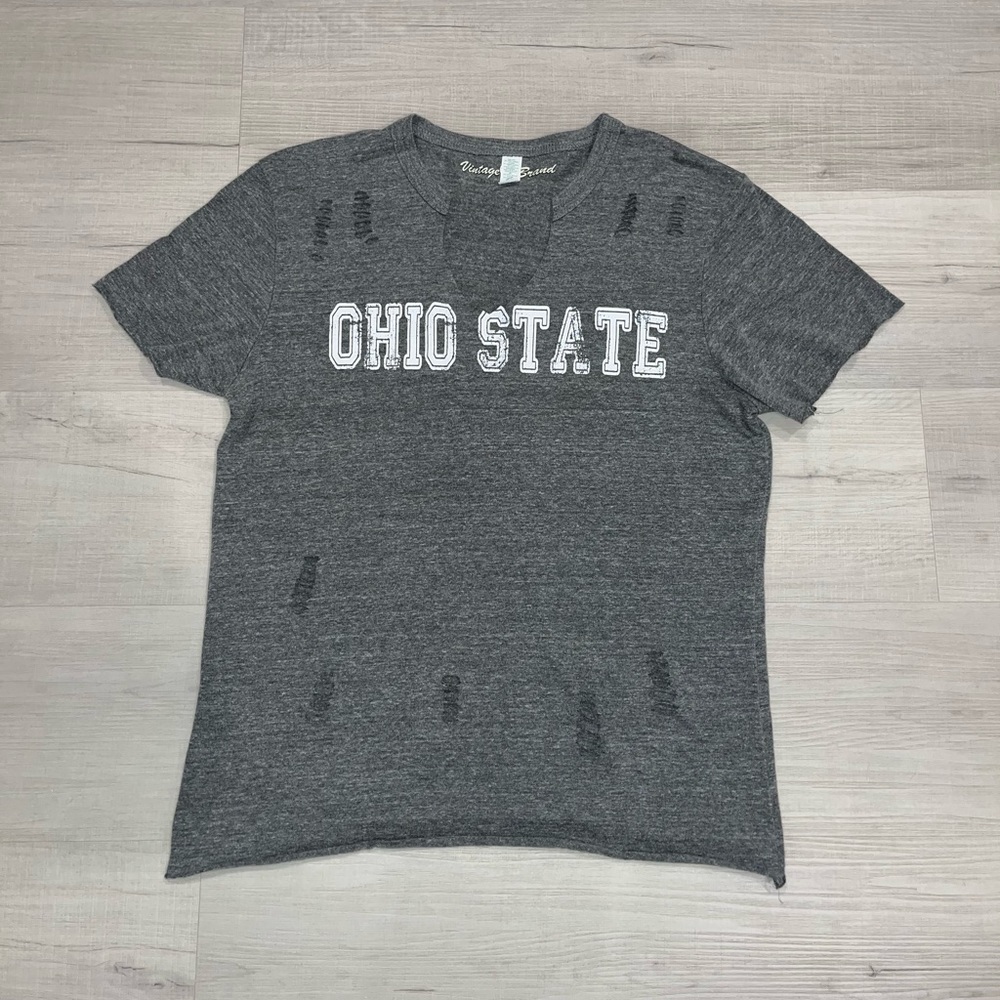 Vintage Brand Gray Ohio State Customized Distressed T-Shirt Size Medium (M)